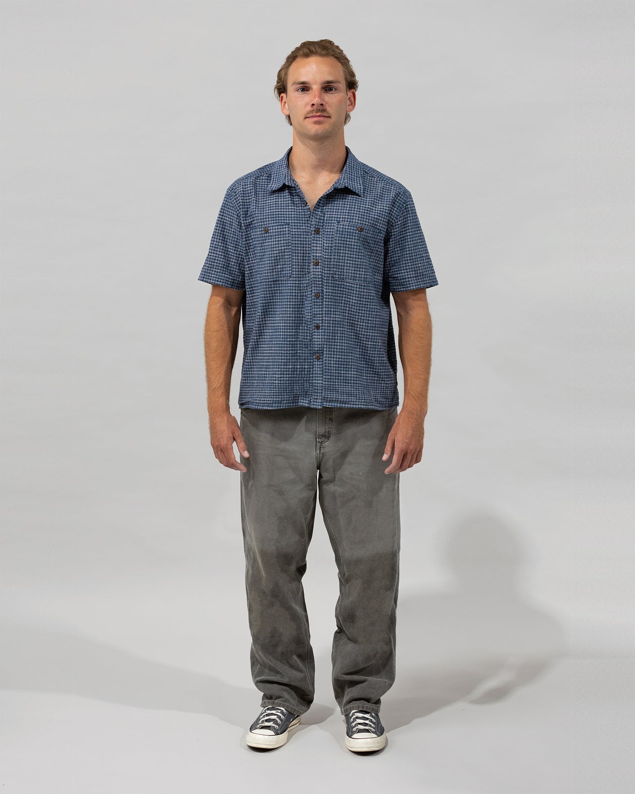 Gone Fishing Shirt - Checkered Marine Blue